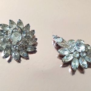 Eisenberg rhinestone brooches. Signed clear stones vintage